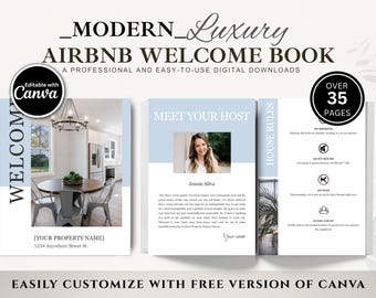 Airbnb Welcome Book, Editable Host Guide, Guest Information Binder, Vacation Rental House Manual, Digital Download for Hosts