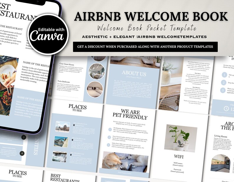 Airbnb Welcome Book, Editable Host Guide, Guest Information Binder ...