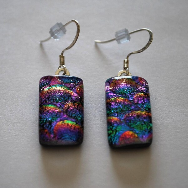 Earrings Jewelry - Dichroic Glass Earrings Rainbows - Fused Glass Jewelry - Handmade - OOAK