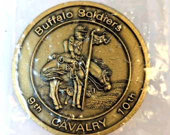 Vintage Buffalo Soldiers 9:e och 10:e kavalleriutmaningsmynt Defenders of the West