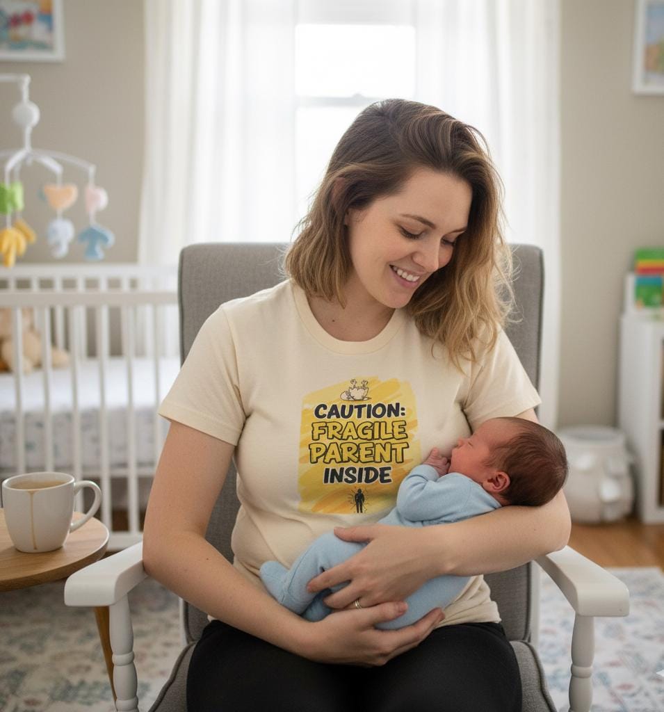 Caution: Fragile Parent Inside T-shirt - Parenting Humor Tee
