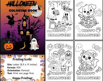 Halloween Coloring Book for Kids: 20 Printable Pages (Digital Download