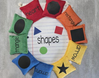 10 Mini Shape Bean Bags in bold or pastel colors with storage bag US Shipping Included