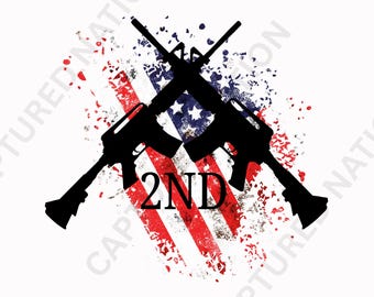 Second Amendment AR-15s Crossed PNG | American Flag Background | Sublimation Design for Tumblers & T-Shirts | Digital Download