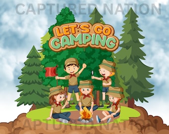 Camping PNG Design: Campfire Kids Sublimation for Tumblers, Mugs, T-Shirts