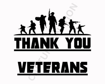Gracias, veteranos PNG / Diseño de sublimación de silueta de soldados para vasos, camisetas y tazas
