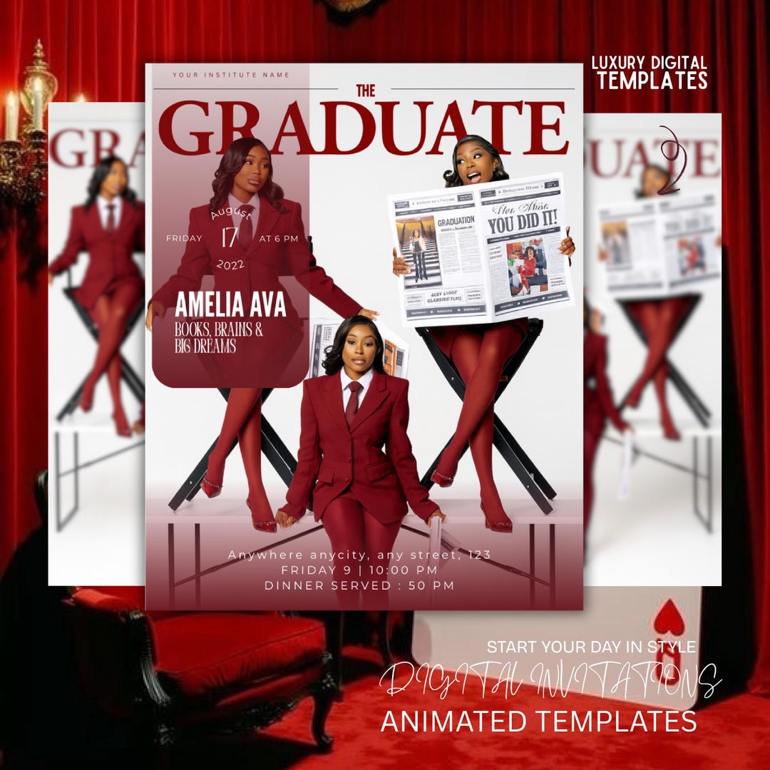 Graduation Magazine Invitation 2025 | Editable Canva Template | Digital ...