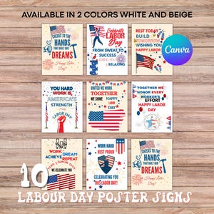 Happy Labor Day Poster Set: Patriotic USA Party Decor (Digital Download)