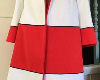 Vtg 60s Lilli Ann swing coat colour block S/M