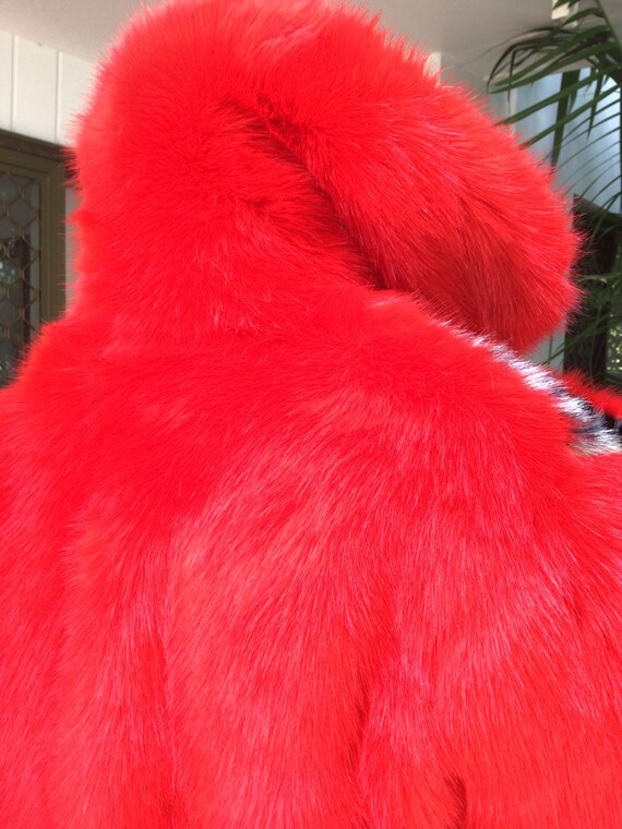 Jakke red faux fur jacket w. Animal print front 10 - image 9