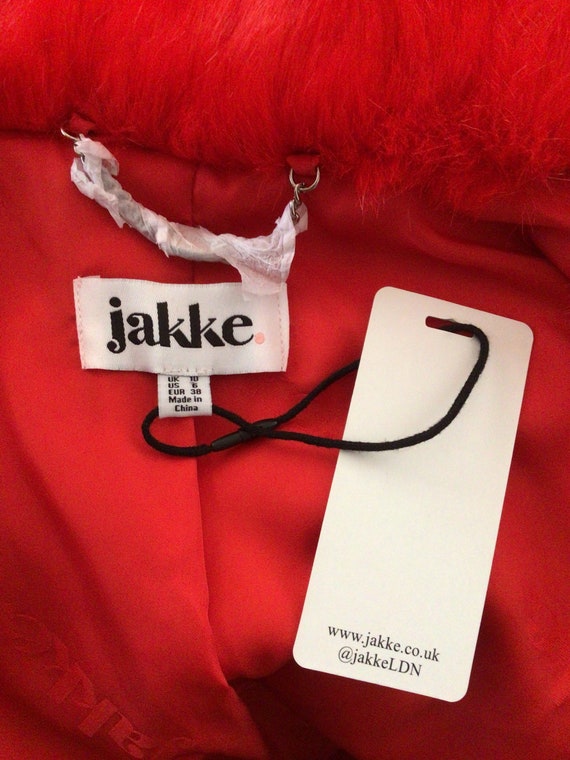 Jakke red faux fur jacket w. Animal print front 10 - image 8
