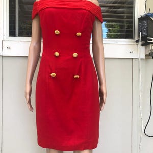 Vtg 90s Covers Red Cocktail Cold Shoulder Mini Dress 10