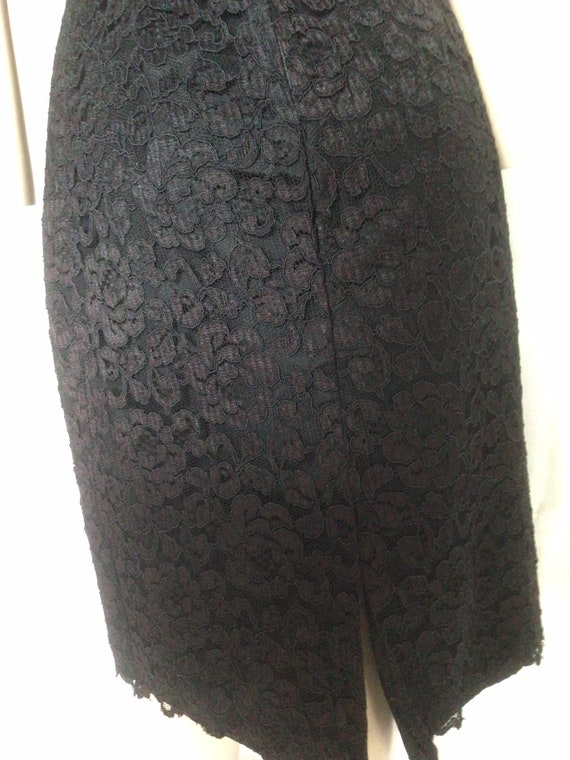 Vtg 80s ‘Scarlett’ black Lace Portrait Collar LBD… - image 7