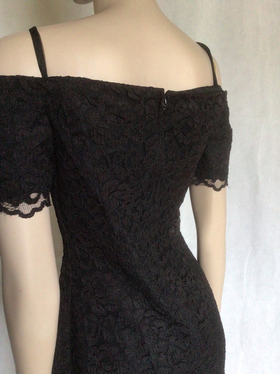 Vtg 80s ‘Scarlett’ black Lace Portrait Collar LBD… - image 5