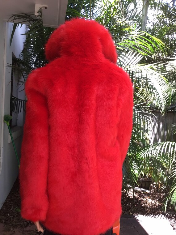 Jakke red faux fur jacket w. Animal print front 10 - image 7