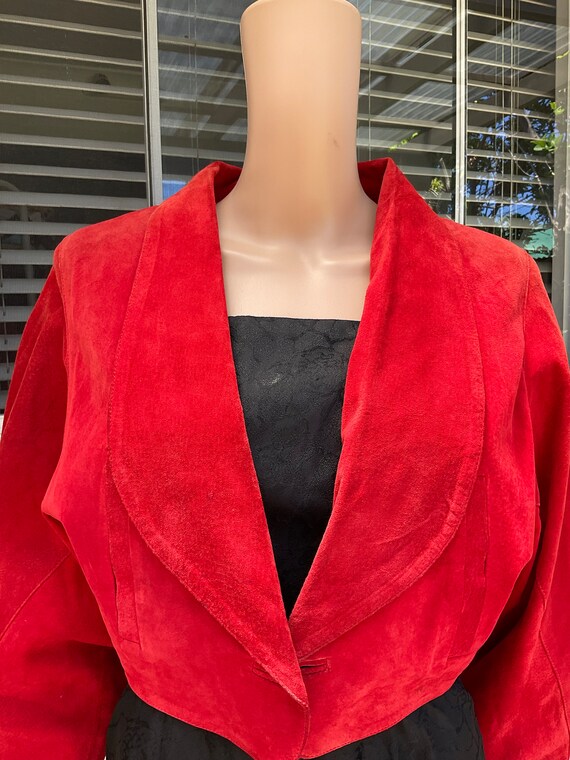 Vtg 80s Red Suede Crop Jacket S - Etsy UK 