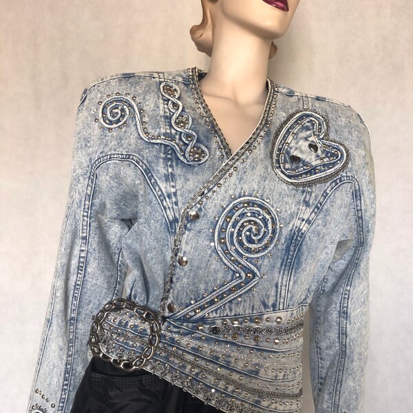 Studded Denim Jacket - Etsy