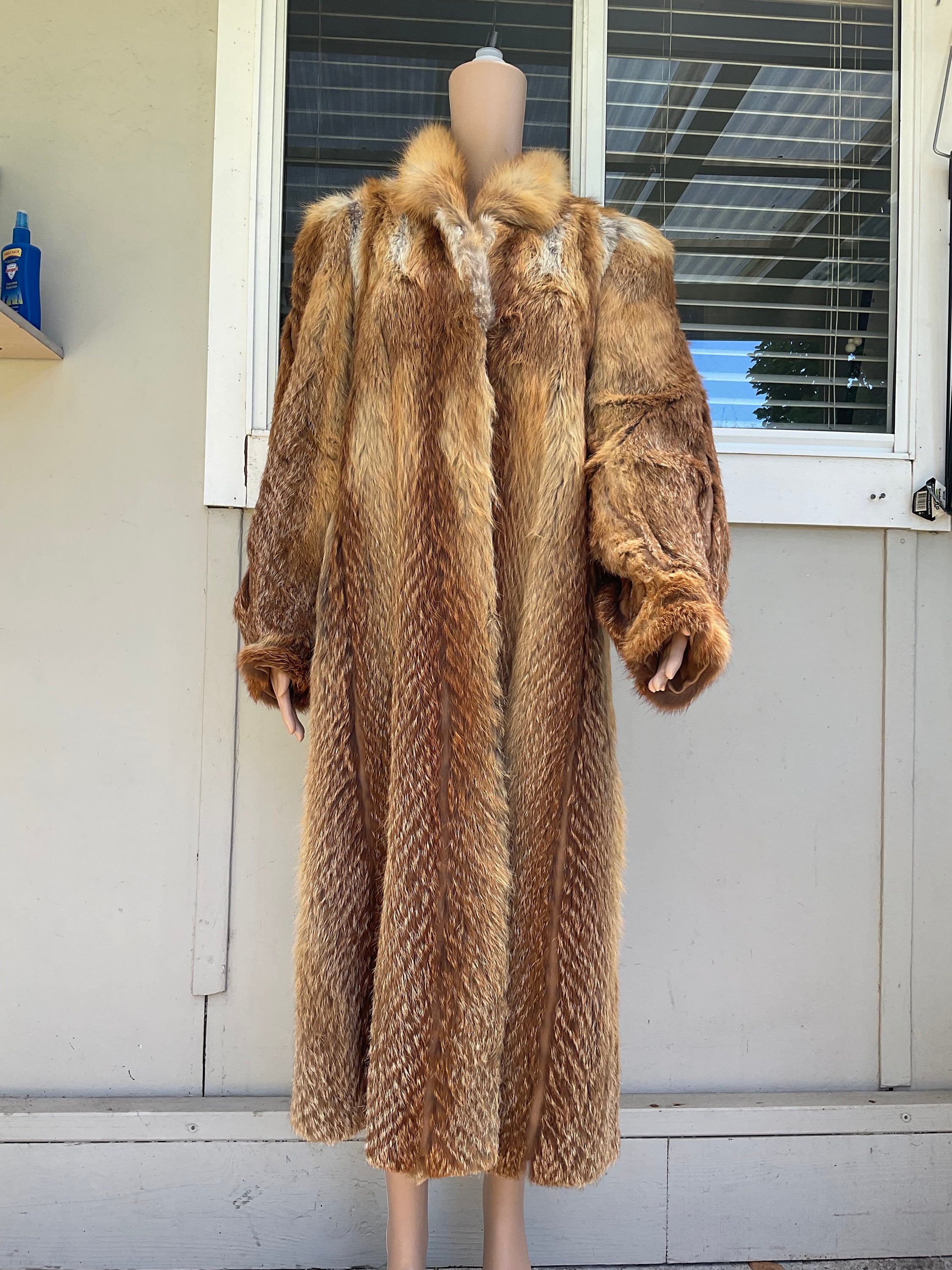 Bruna  Brown Fox Plush Fur Coat 