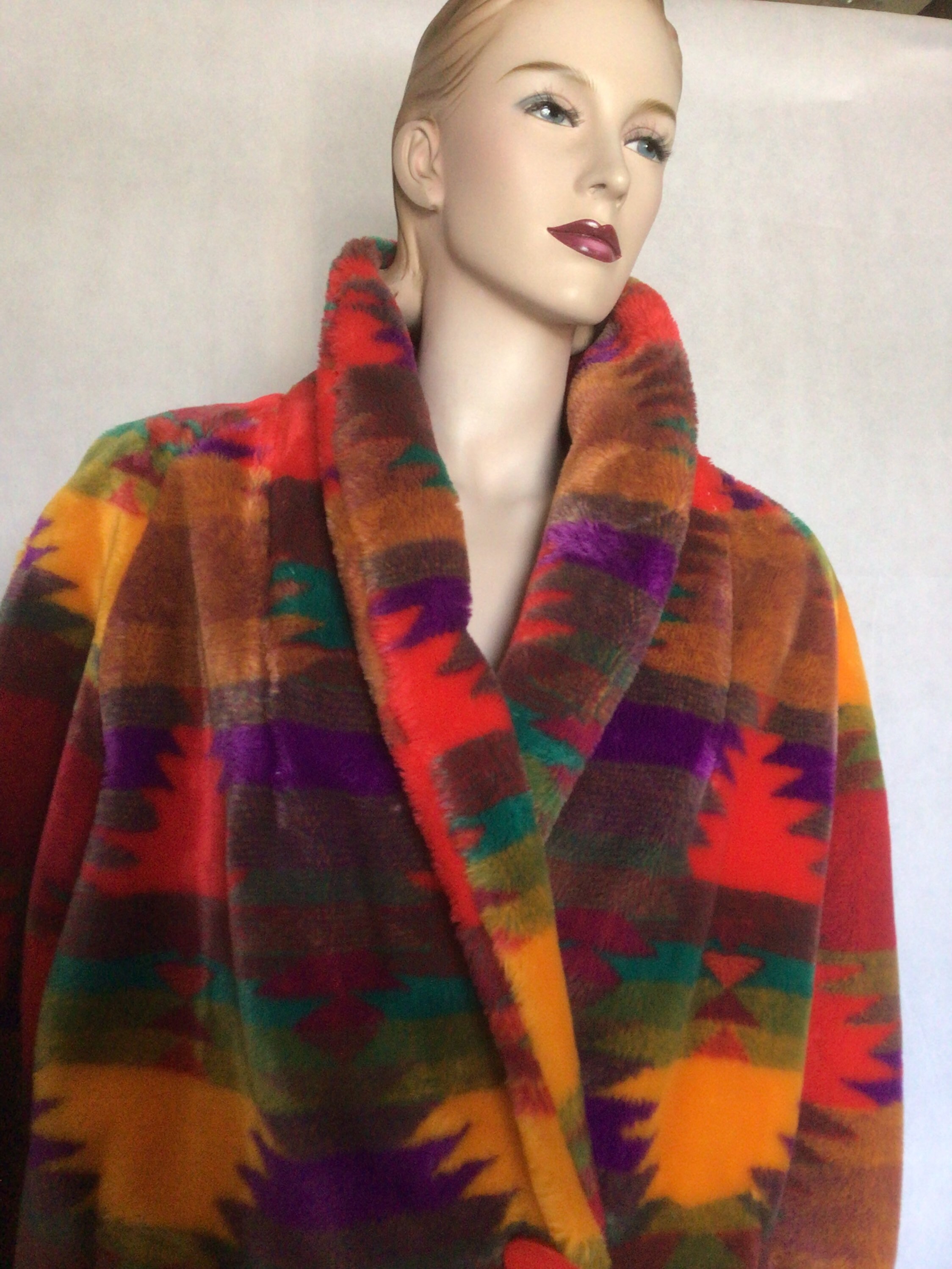 Vtg 80s Regal Plush Collections Donnybrook Style Jacket Plush Faux 