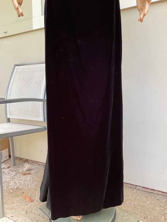 Vtg 80s Loralie Black Velvet Column Ball gown Wit… - image 2