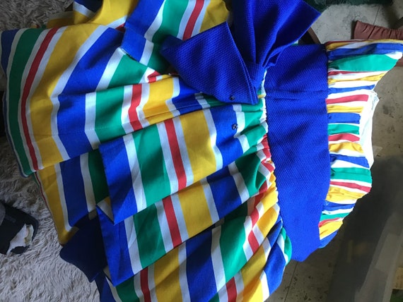 Vtg 80s Victor Costa Vibrant Diagonal Stripe Cott… - image 9