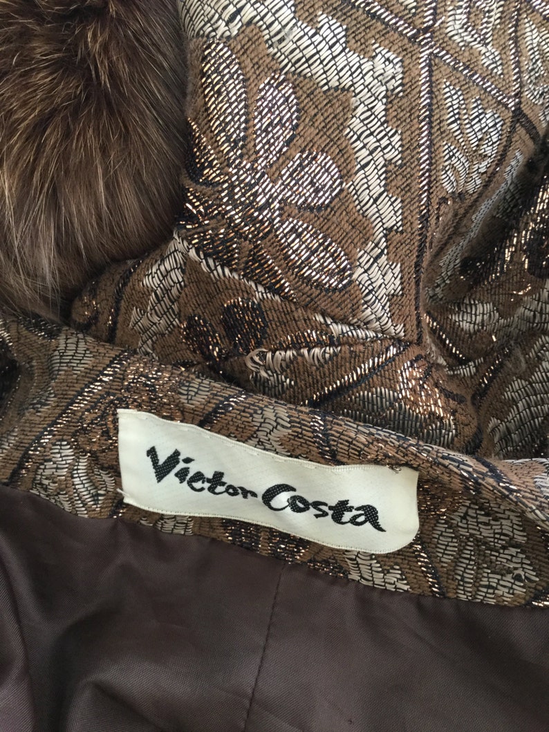 Vtg 80s Victor Costa Skirt Suit Fox Fur Cuffs S - Etsy