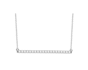 14k White Gold 1/6 CTW Diamond Bar 16- 18" Necklace with Cable Chain