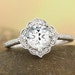 Natürlicher AAA Weißtopas Diamant Verlobungsring Set Diamant Hochzeit Set Vintage Floral Ring Set in 14k Weiß Gold, 7mm Rund Gem1224