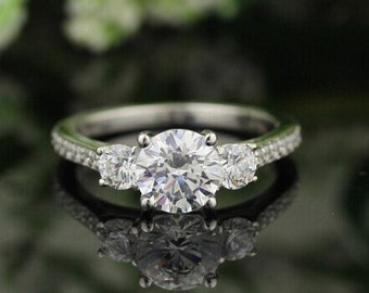 IGI Certified Lab Grown Diamond Solid 14K White Gold Halo Engagement Ring Set Gift For Her