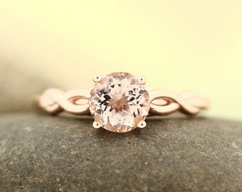 Natural Moragnite Infinity Style Solitaire Engagement Ring in 10K Rose Gold