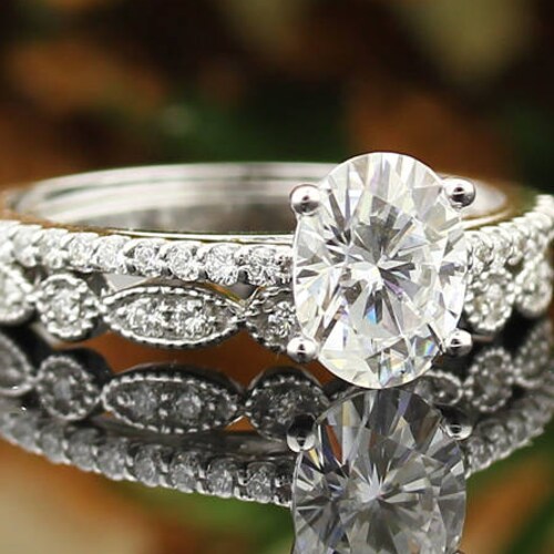 Morganite Engagement Ring Set Diamond Wedding Ring Set With - Etsy
