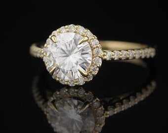 IGI Certified Lab Grown Diamond Solid 14K Yelow /White / Rose Gold Halo Floral Engagement Ring / Wedding Set  Gift For Her