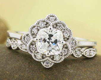 Reserved for Heather. Certified  Cushion Forever One Moissanite (GHI) Engagement Ring, In 14k White Gold,Gem1433