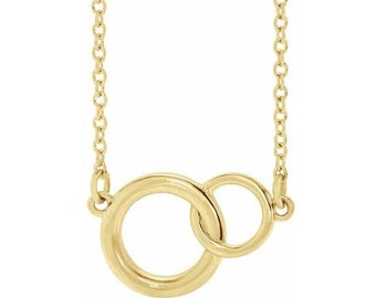 14K Yellow Gold Interlocking Circle 16-18" Necklace