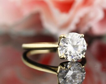 IGI Certified Lab Grown Diamond  Solitaire 4  Prong Tulip Engagement Ring / Bridal Wedding Ring in 14K Solid Gold  /  GEM1558