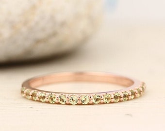 Natural Gemstone Wedding Band Ring In 14k White ,Rose or Yellow Gold Gem1622(Peridot,Garnet,Citrine,Topaz ....)