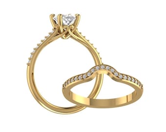 IGI Certified Lab Grown Diamond Solid 14K White Gold Engagement Ring Set/Bridal Ring Set / Wedding Ring Set