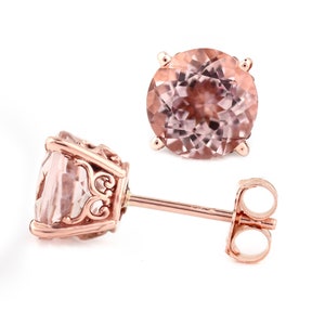 AAA Morganite Earring Fancy Scroll Earrings 14k Rose Gold - Etsy