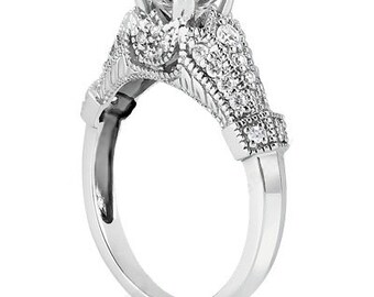 1/2ct  5.00mm  Round Forever One (GHI) Moissanite Diamond Vintage Engagement Ring ENR9741