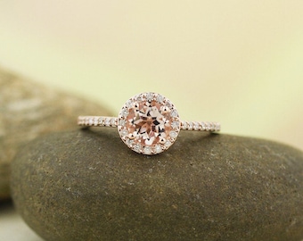 Morganite Engagement Ring  Diamond Wedding Ring In 14k Rose Gold Gem1378
