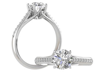 IGI Certified Lab Grown Diamond Solid 14K White Gold Vintage Engagement Ring/Bridal Ring / Wedding Ring