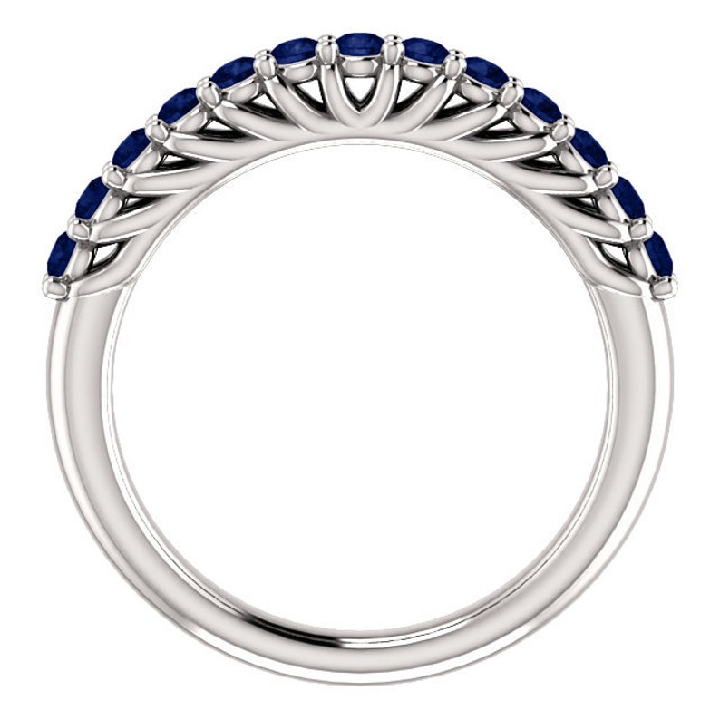 Stackable Half Eternity Blue Sapphire Wedding Band Ring In | Etsy