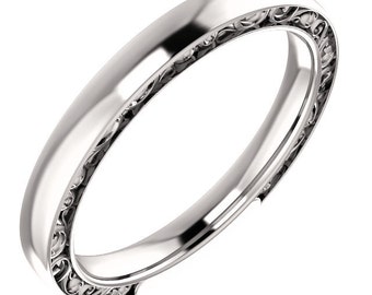 Sculptural-Style Pattern Wedding Band in 14k White Gold ST62549-1307