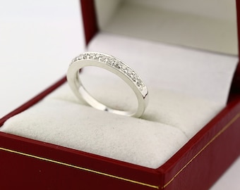 14k White Gold  Natural Diamond Wedding Band Ring