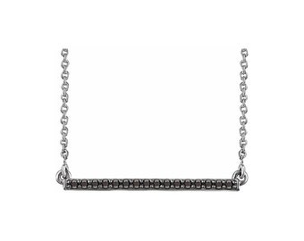 14k White Gold 1/6 CTW Black Diamond Bar 16- 18" Necklace with Cable Chain