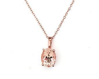 14k Rose Gold Scroll Style Morganite Pendant Necklace, 18"