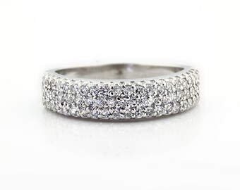 14k White Gold  Natural Diamond Wedding Band Ring