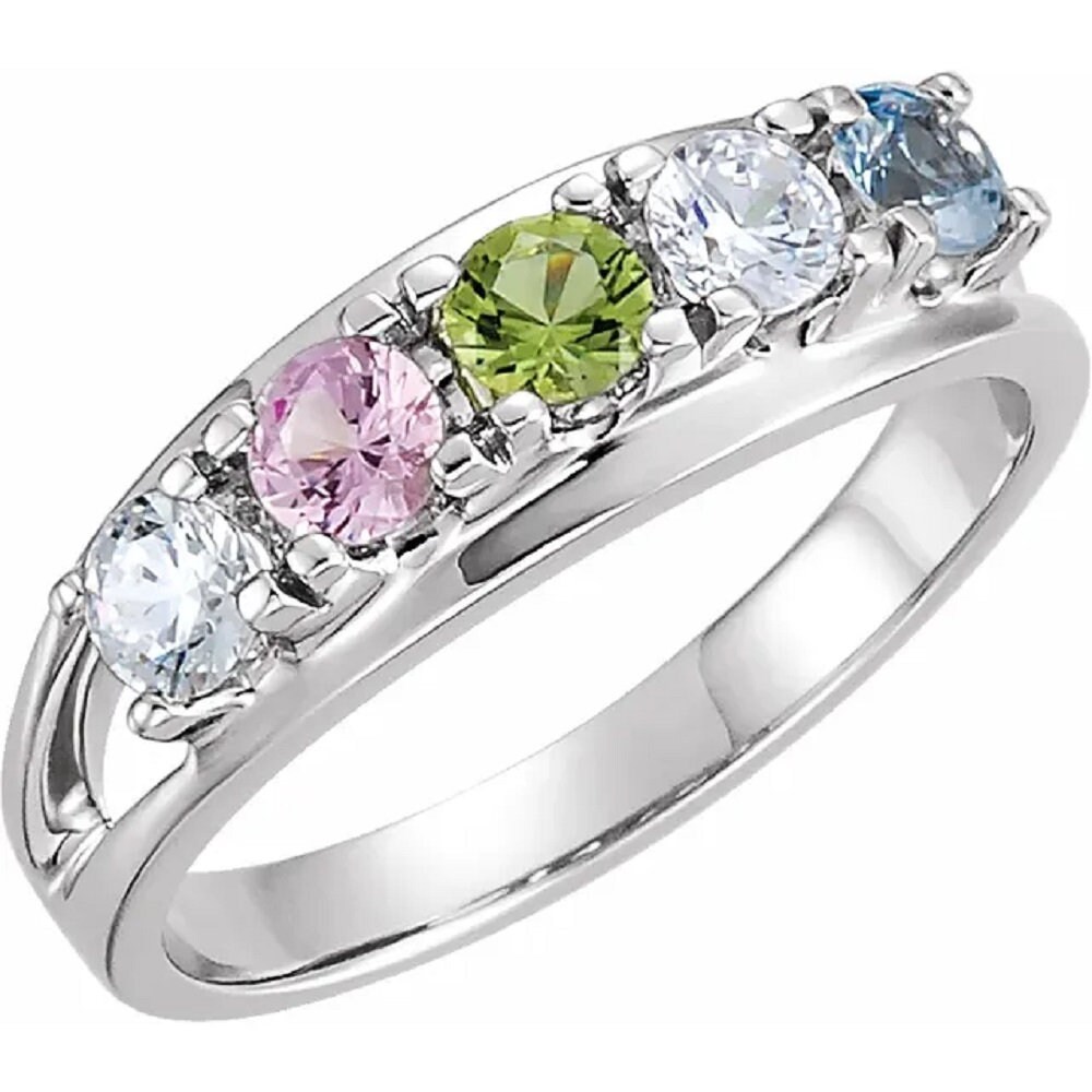 3 Birthstone Mothers Ring by Christopher Michael with Ideal Cut Diamonds -  MothersFamilyRings.com