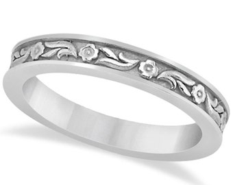 Sculptural Eternity Flower Design Wedding Band in 14k White Gold ****Special for you*****-ENS4611