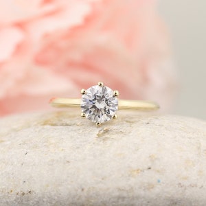 14K Solid Gold Fancy Engagement Ring ,1.00 CT Round Diamond Stimulant Wedding Ring /Moissanite Ring /Anniversary Ring /Promise Ring GEM1434 image 5